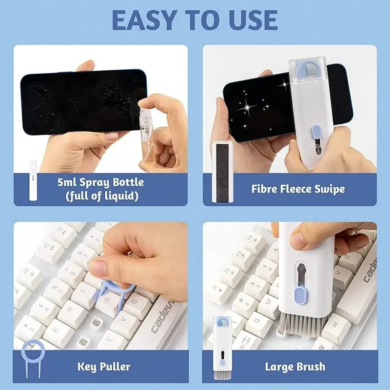 7 -1 Computer Keyboard Cleaner Brush Kit Earphone Cleaning Pen for Headset Keyboard Cleaning Tools Cleaner Keycap Puller Kit