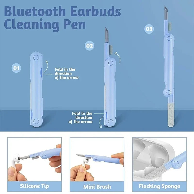 7 -1 Computer Keyboard Cleaner Brush Kit Earphone Cleaning Pen for Headset Keyboard Cleaning Tools Cleaner Keycap Puller Kit